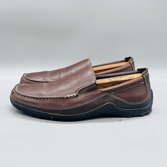 Cole Haan Shoes Mens 10.5 Brown Leather Slip On Moc Toe Loafers Casual Comfort main image 10